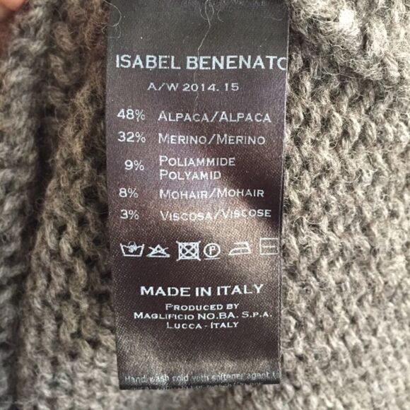 (SOLD) ISABEL BENENATO Italy Wool Asymmetrical Sweater Gray Brown Black XS - Picture 5 of 6